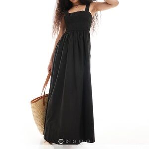 asos design Petite shirred bust maxi beach dress in black - size M